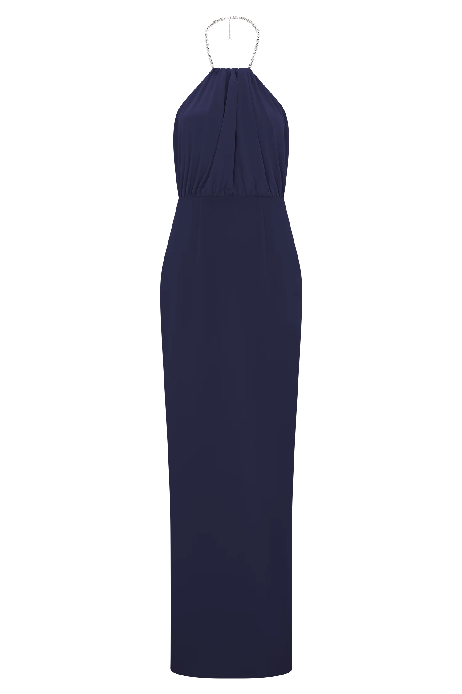 Elina Satin Necklace Maxi Dress Navy