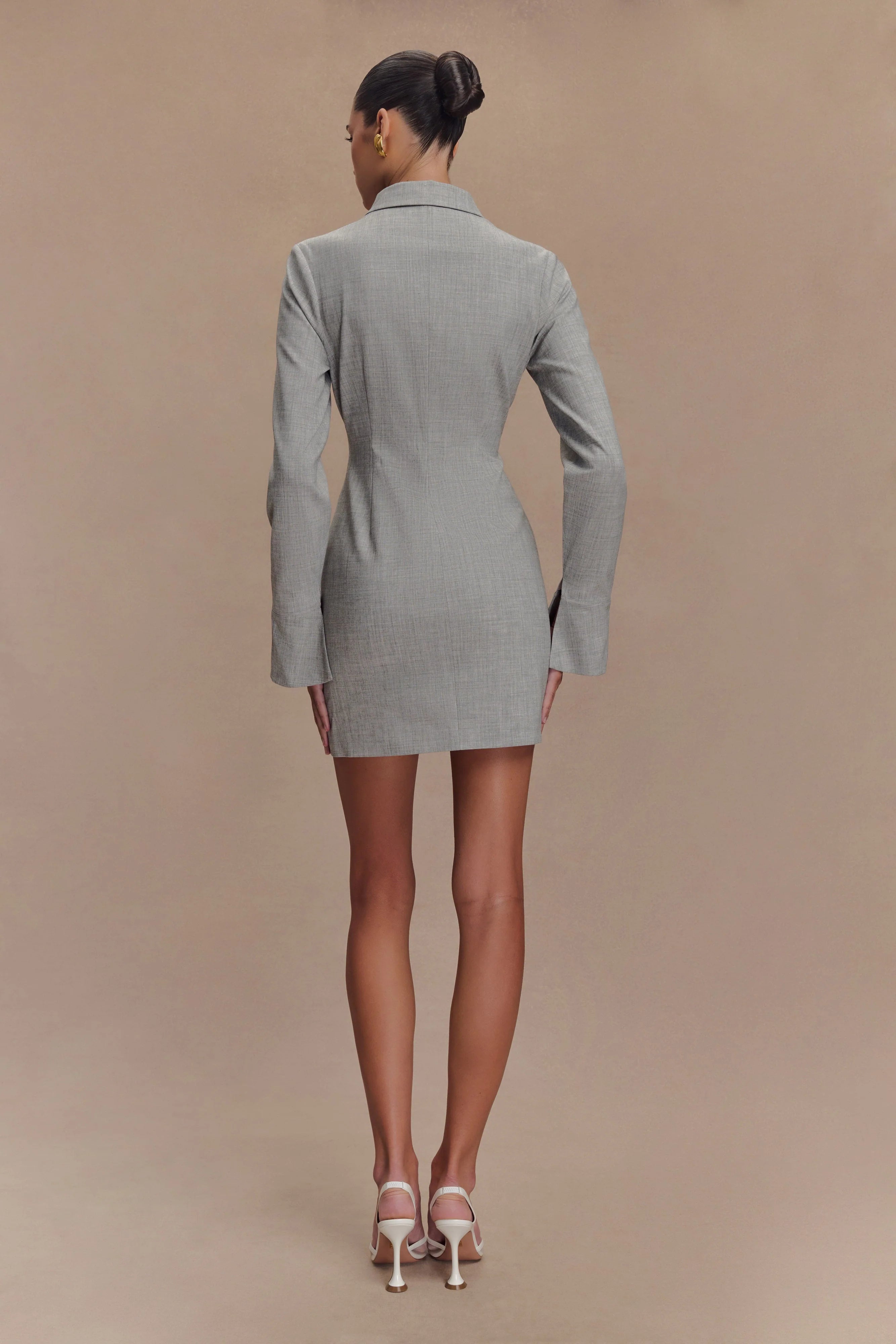 Dorian Fitted Shirt Mini Dress Charcoal Marle