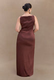 Violet Sleeveless Satin Maxi Dress - Dark Chocolate