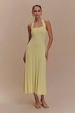 Jacqui Halter Knit Midi Dress - Lemon