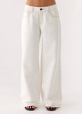 Neo Low Rise Wide Leg Denim Jeans Ivory
