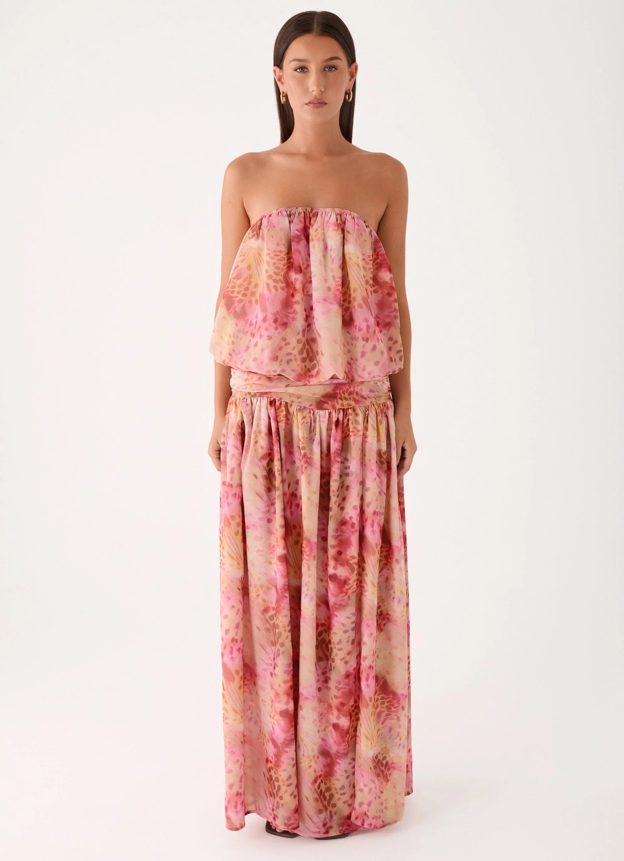Lioras Strapless Maxi Dress Botanic Cheetah