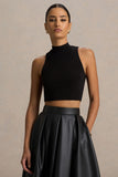 Sian Black High Neck Crop Top