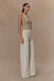 Leone One Shoulder Metallic Knit Top Gold