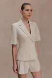 Martine Short Sleeve Linen Top Natural