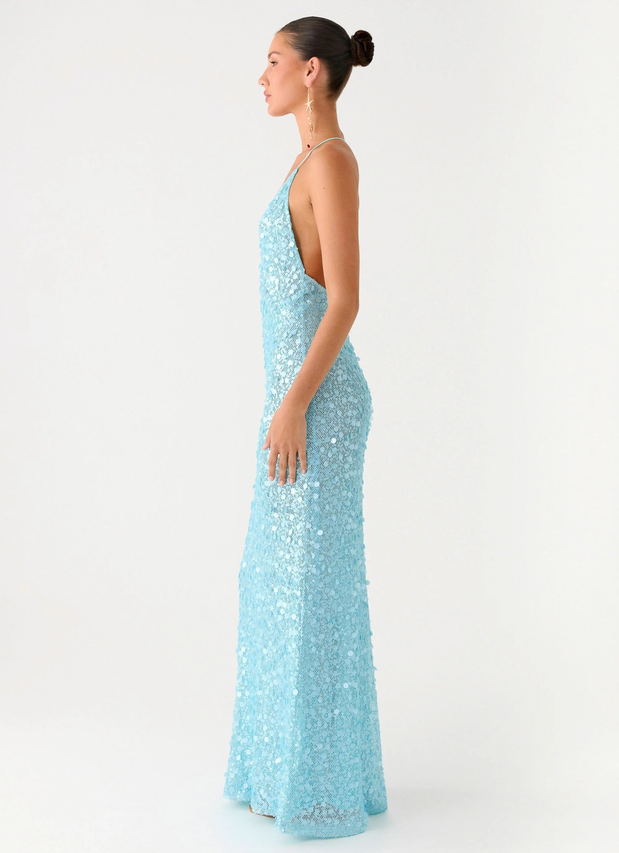 Ocean Views Sequin Maxi Dress Blue