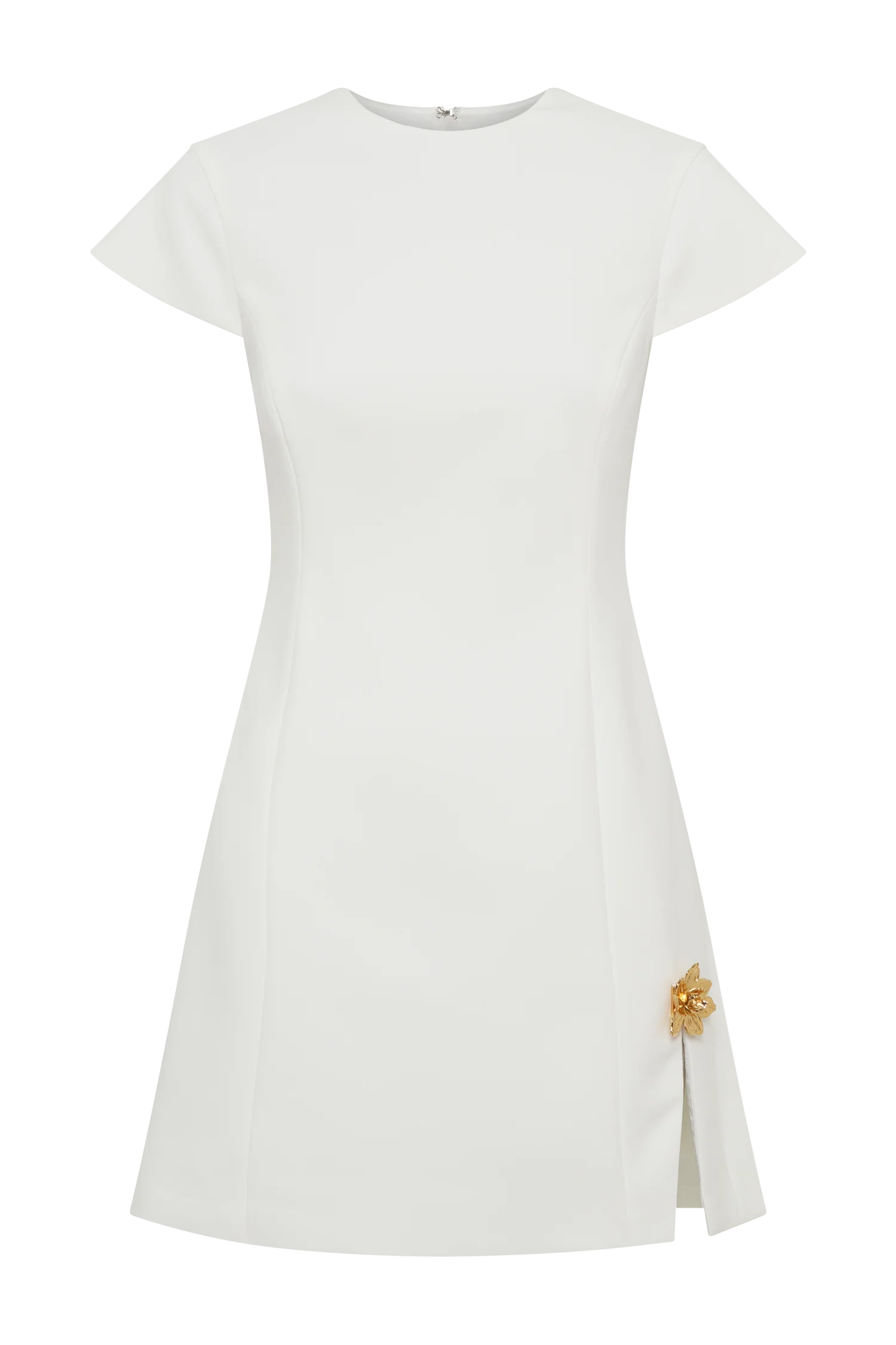 Remi Suiting Mini Dress With Floral Hardware White
