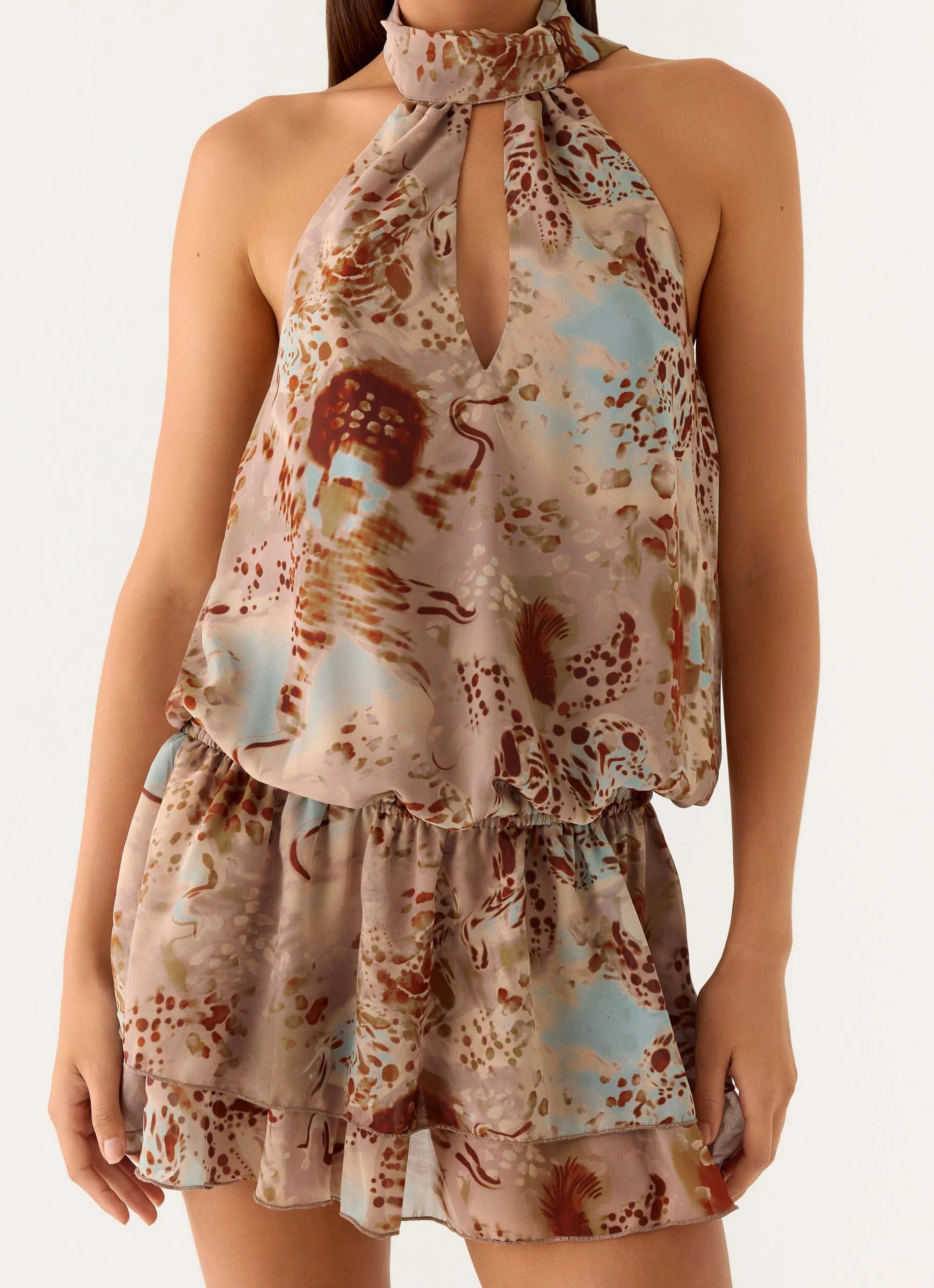 Rhodanthe Drop Waist Mini Dress Desert Blur