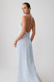 Maely Gathered Slinky Maxi Dress Pale Blue