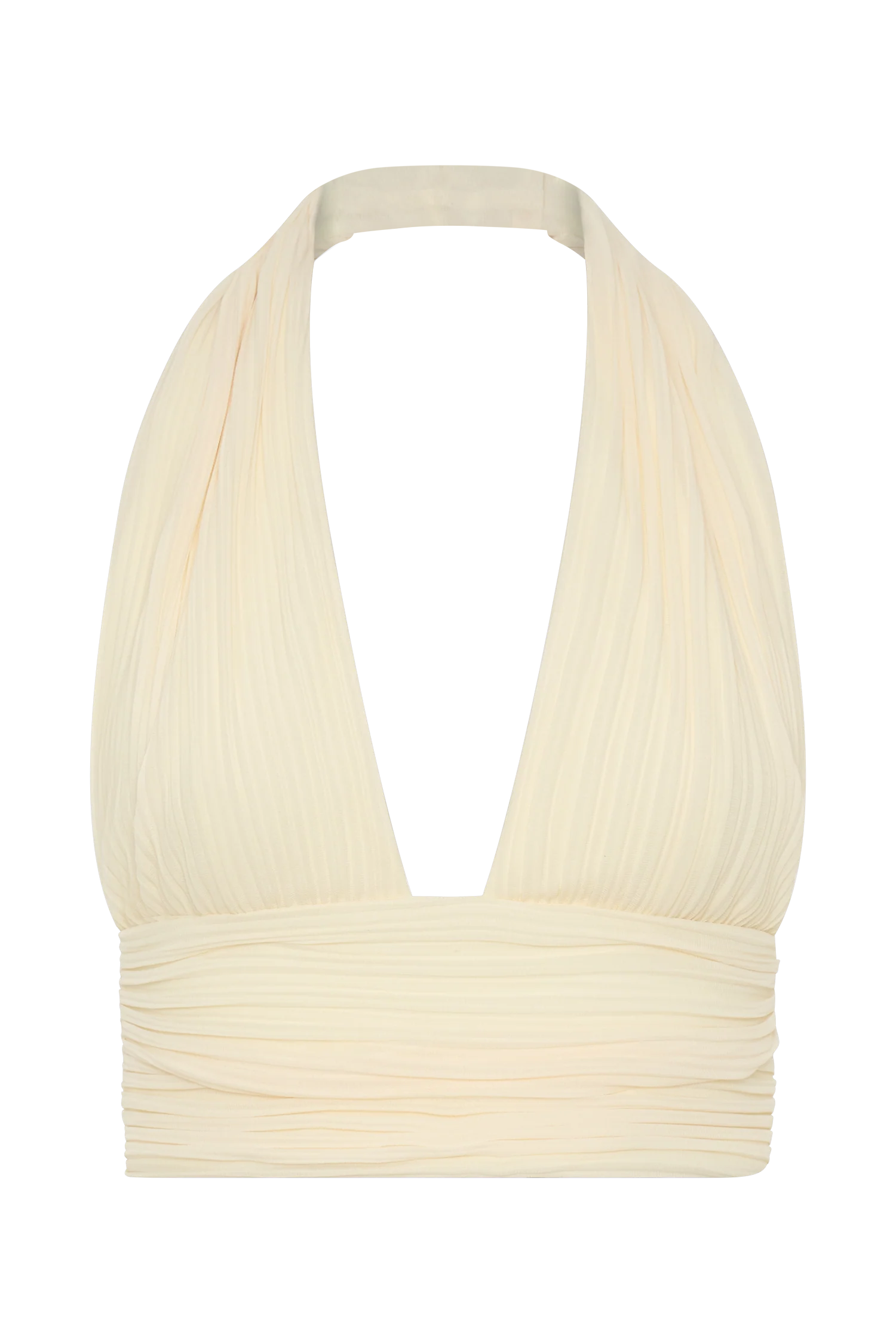 Amaris Sleeveless Plisse Halter Top Lemon