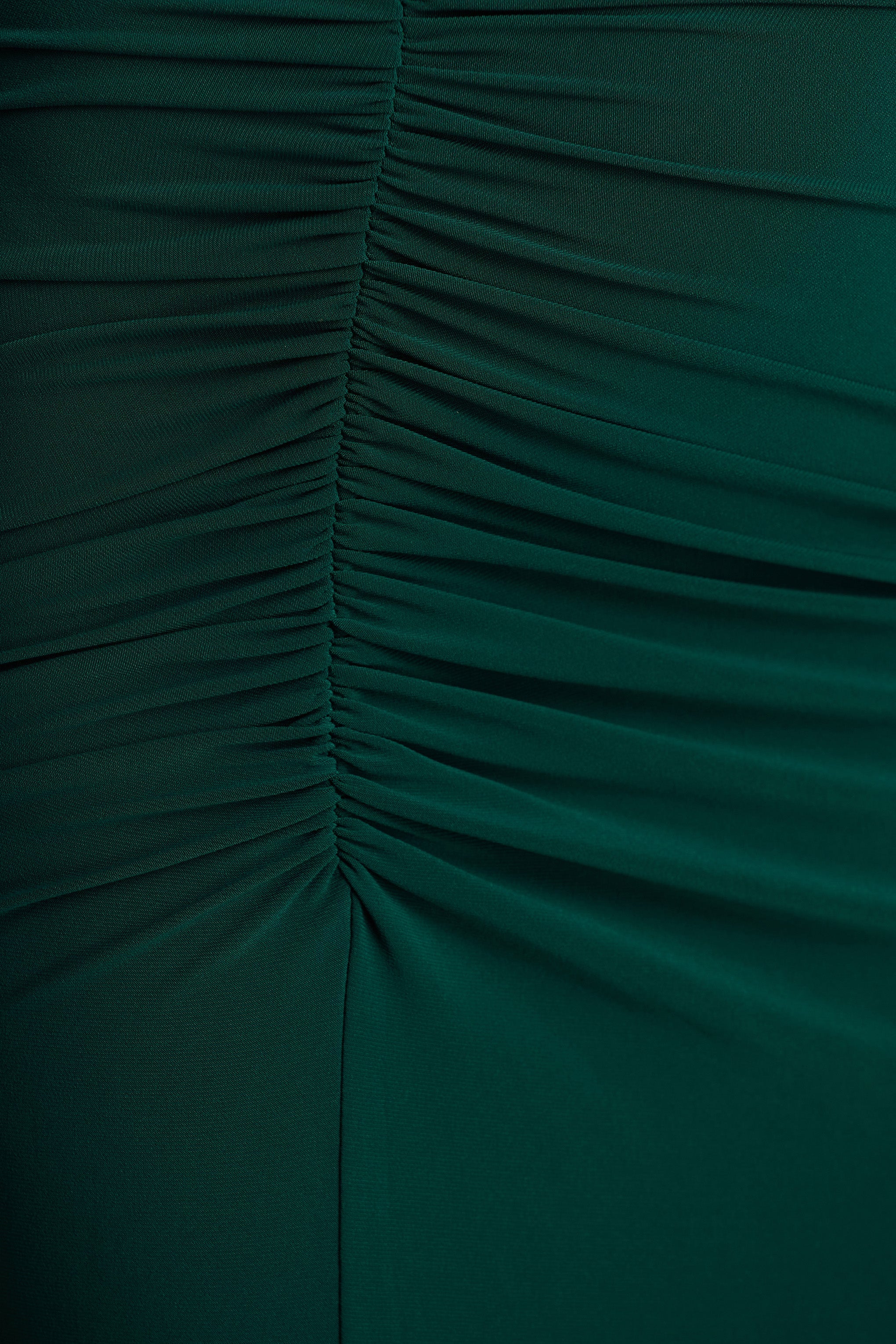 Cassandra Bottle Green High Neck Long Sleeve Midi Dress