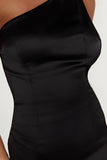 Harper One Shoulder Gown - Black