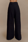 Raya Mid Rise Wide Leg Linen Pant Black