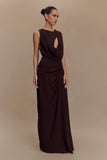 Oria Chiffon Maxi Dress Cacao Brown