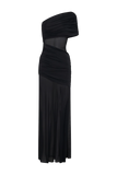 Dallas One Shoulder Mesh Maxi Dress - Black