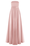 Florence Strapless Belted Maxi Dress - Baby Pink
