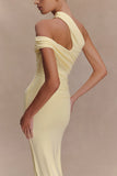 Anastasia One Shoulder Modal Midi Dress - Pale Lemon