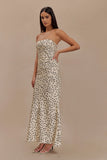 Claudette Strapless Satin Maxi Dress - Polka Dot Print