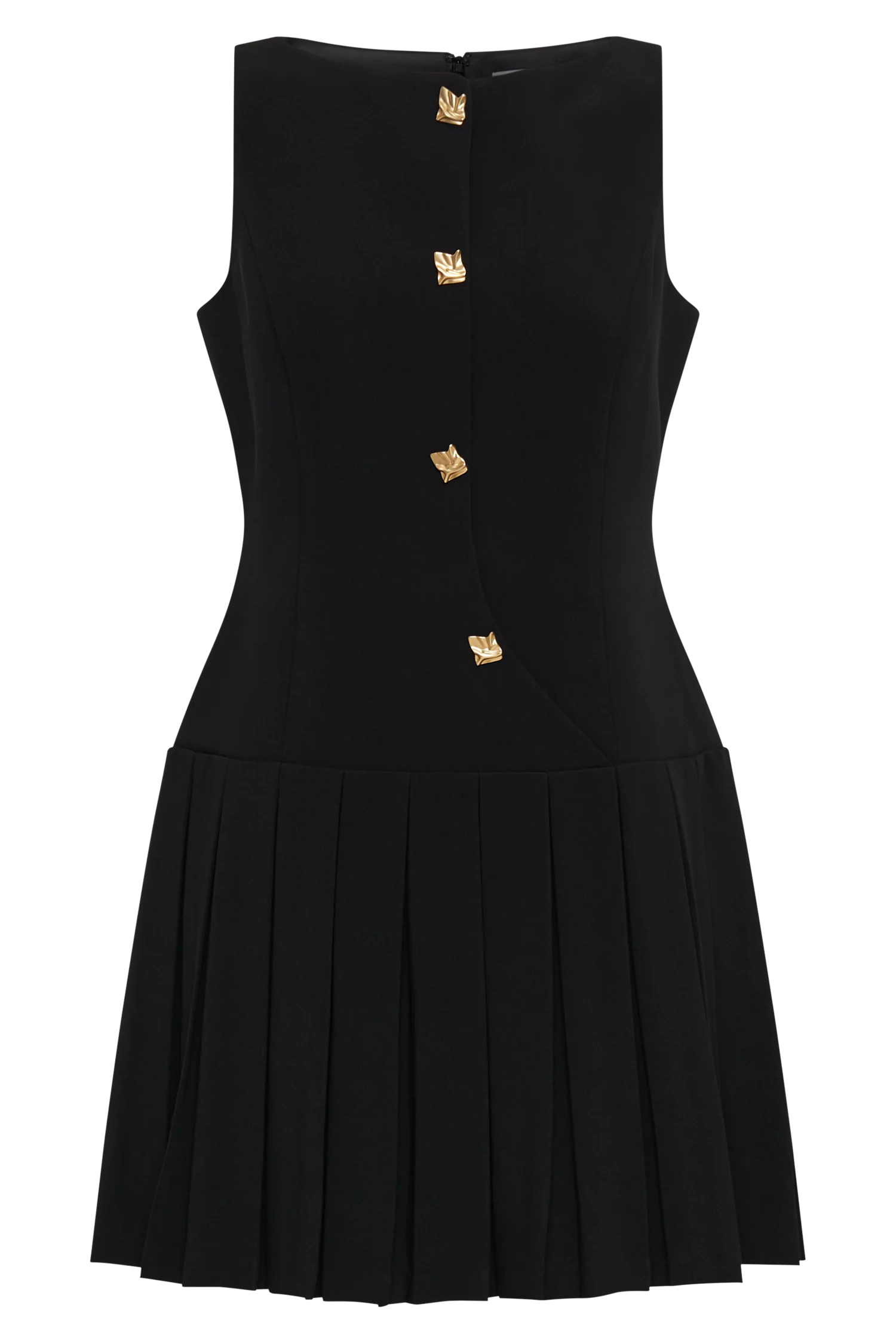 Mackenzie Sleeveless Pleated Mini Dress Black