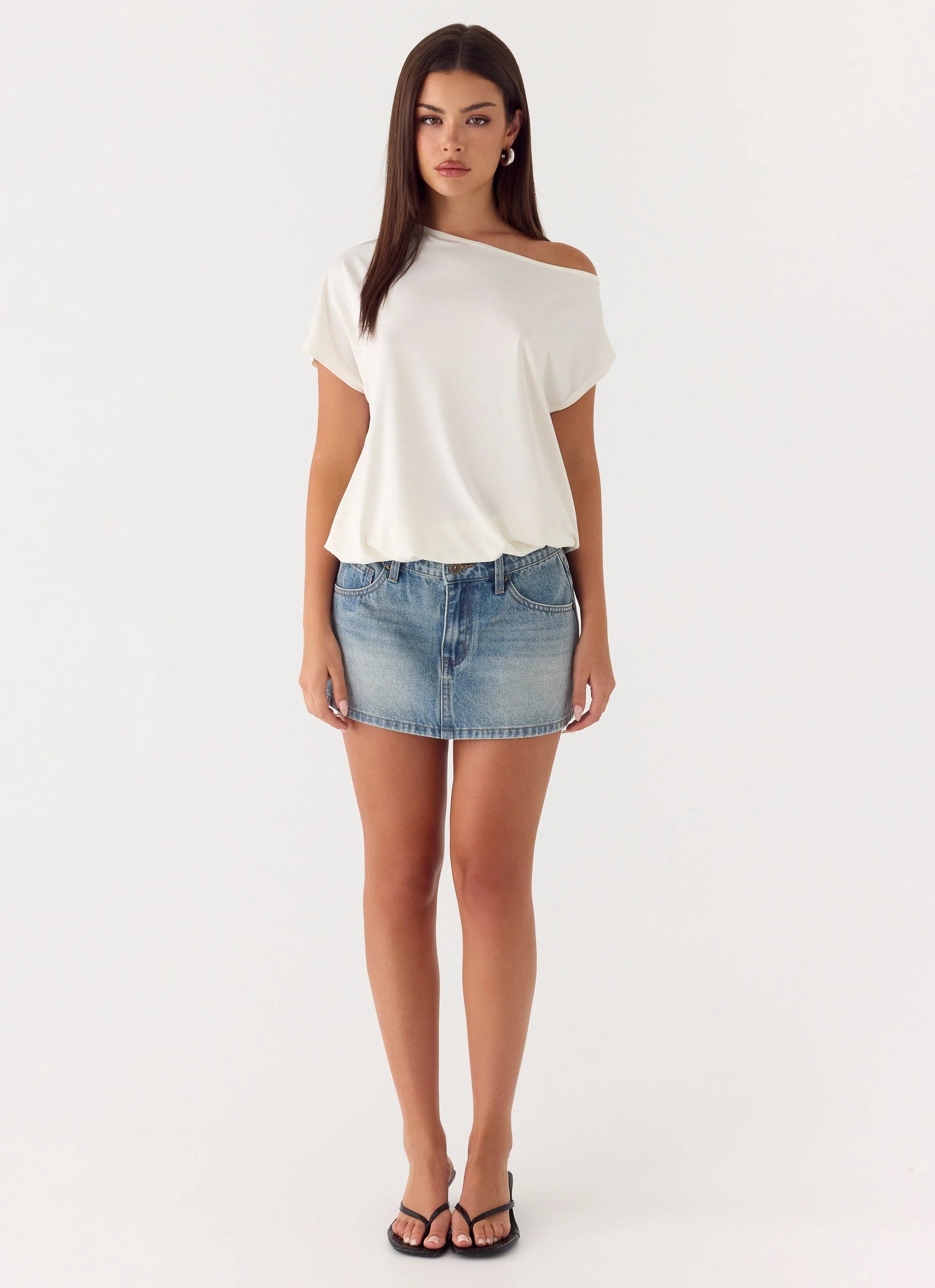 Silas Low Rise Denim Mini Skirt Vintage Wash Blue