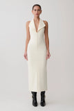 Annita Crepe Halter Midi Dress Ivory