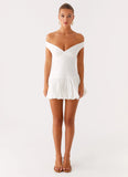 Endless Romance Off Shoulder Mini Dress White