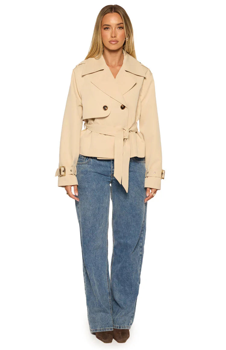 Wilda Cream Cropped Trench Coat PRE ORDER
