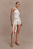 Liora Crochet Shorts With Knit Overlay Ivory