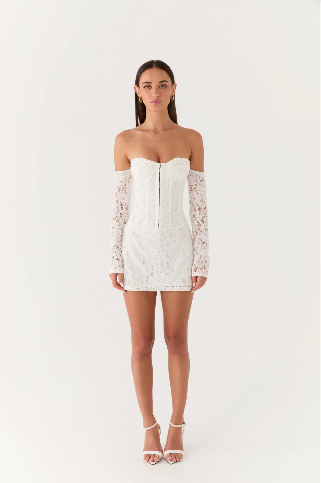 Already Know Lace Long Sleeve Mini Dress White