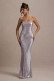 Moonstone Lilac Sequin Bandeau Maxi Dress