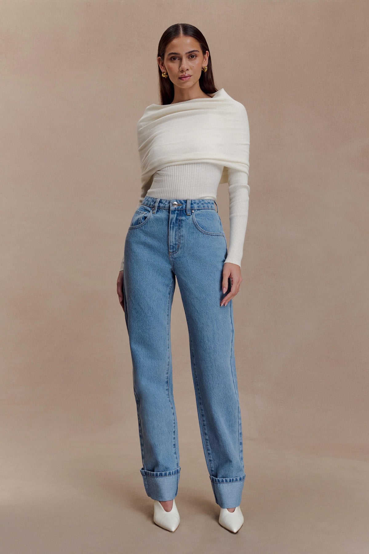 Kirralee Straight Leg Cuffed Jeans Classic Blue