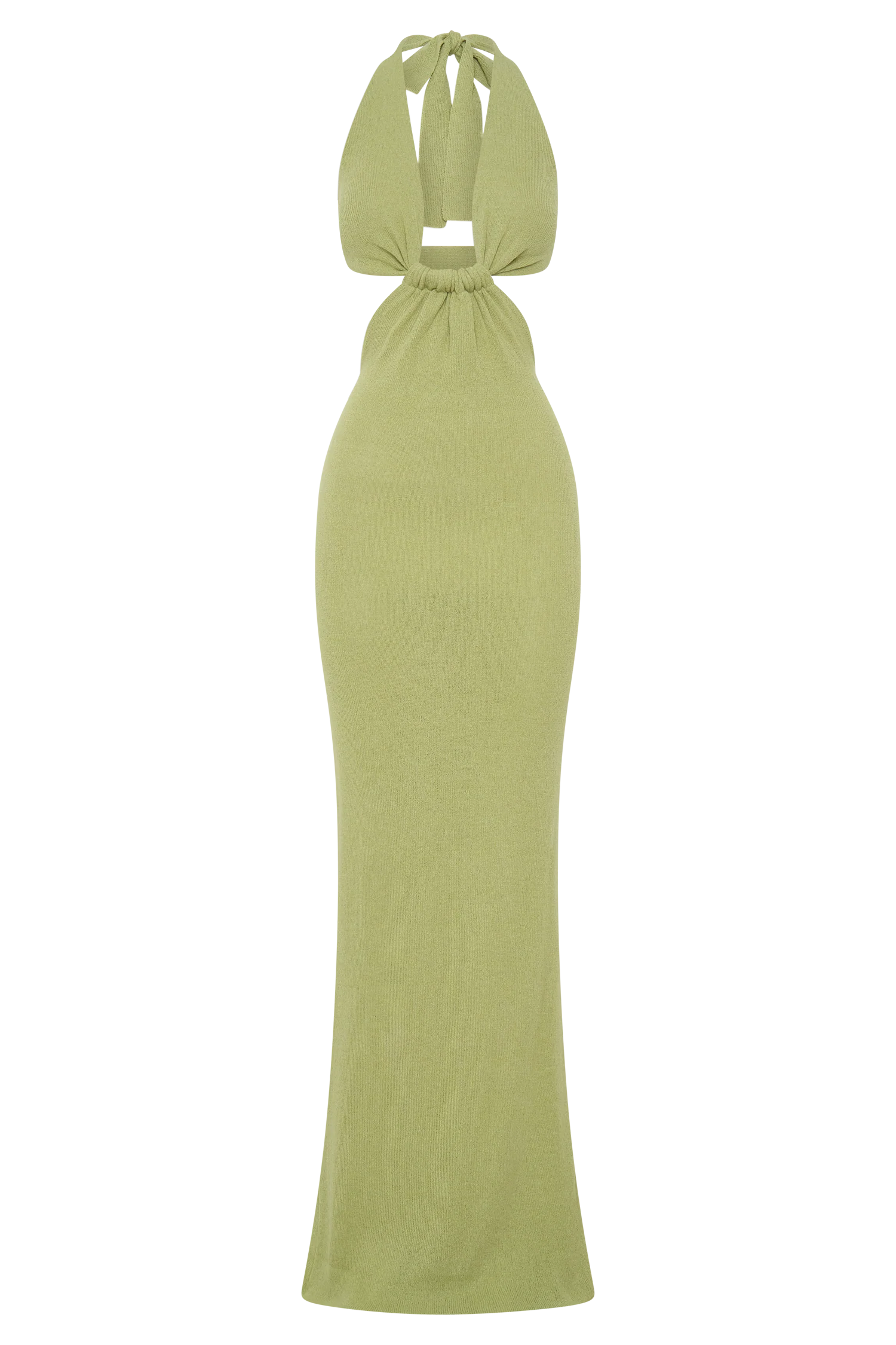 Theresea Halter Knit Maxi Dress Light Olive
