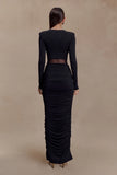 Louanne Slinky Long Sleeve Maxi Dress Black