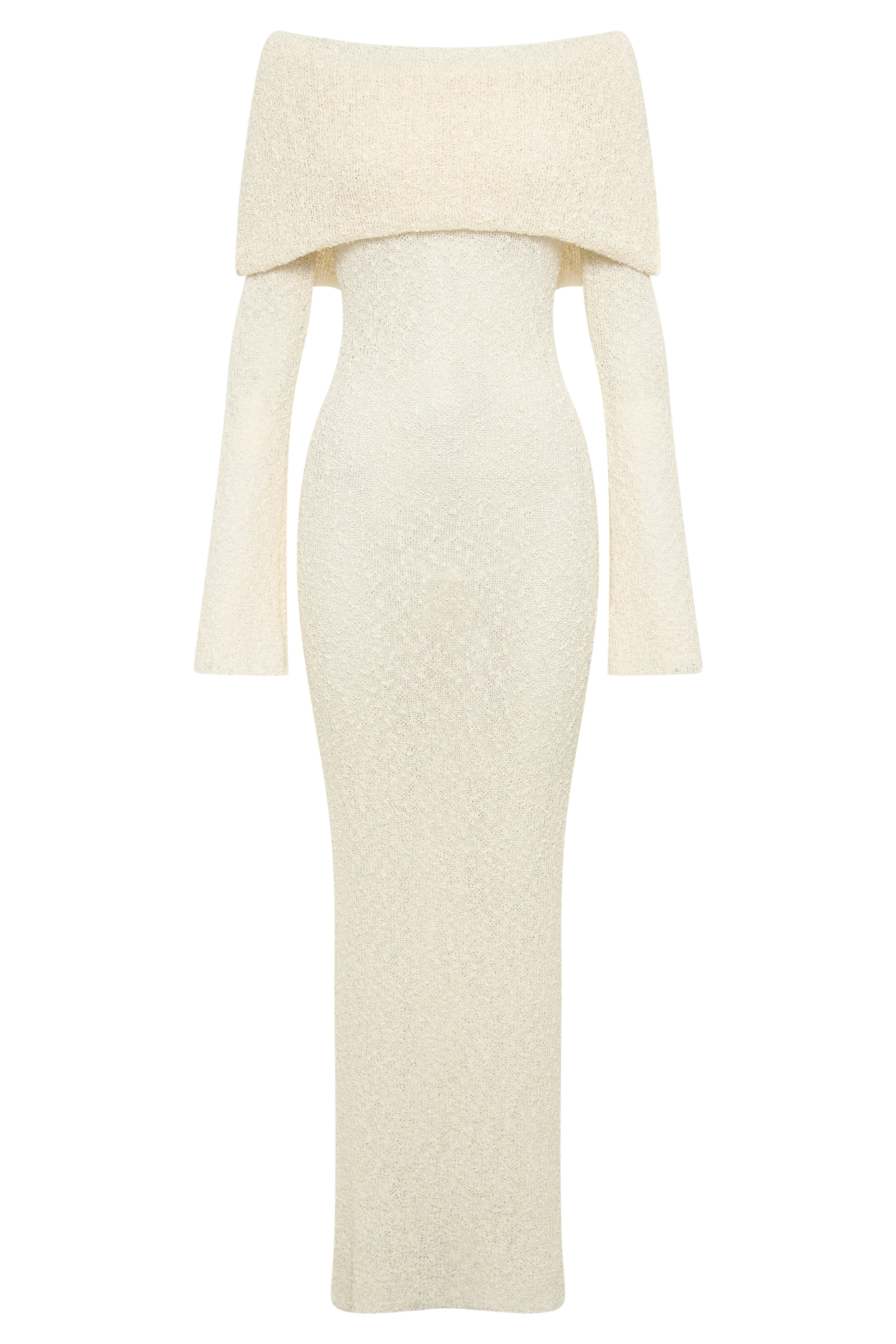 Marisol Off Shoulder Boucle Maxi Dress Ivory