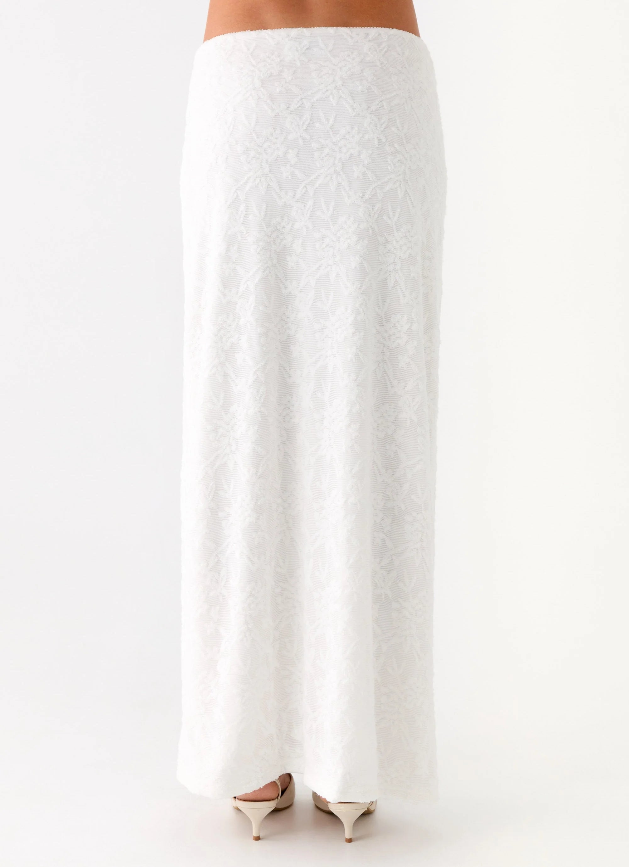 Griff Low Rise Jacquard Maxi Skirt White