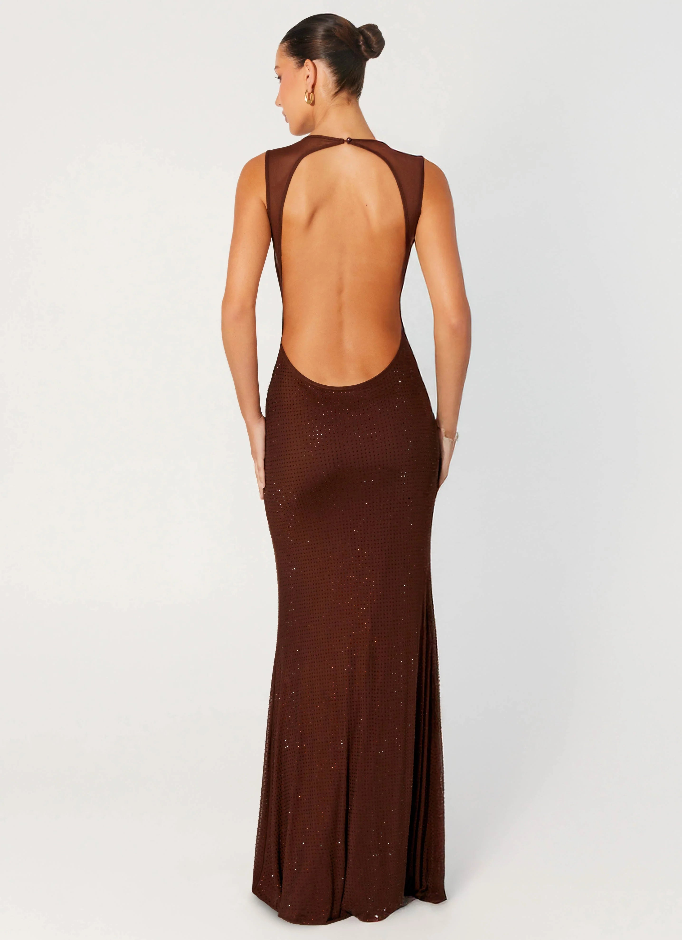 Hot Sequins Maxi Dress Chocolate