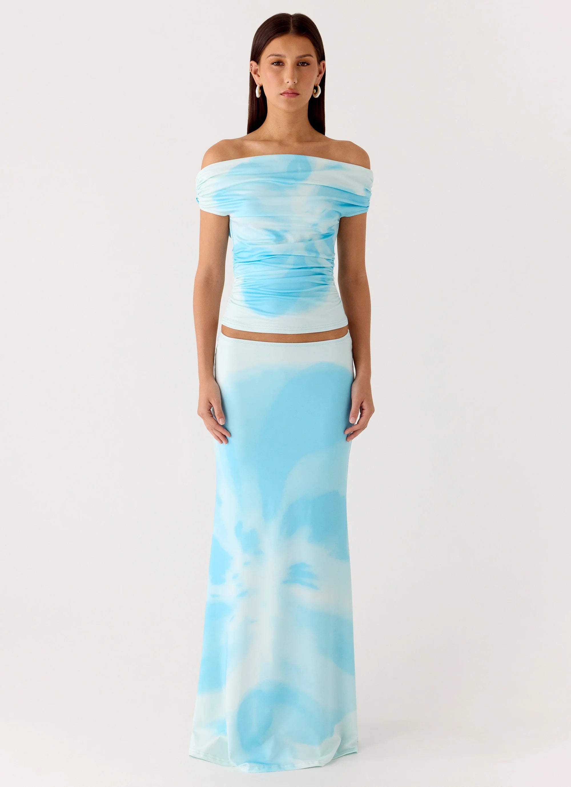 Moka Off Shoulder Top Blooming Blue