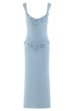 Teagan Floral Hand Crochet Midi Dress - Blue