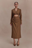 Cecilie Cut Out Shirt Midi Dress Dark Chocolate