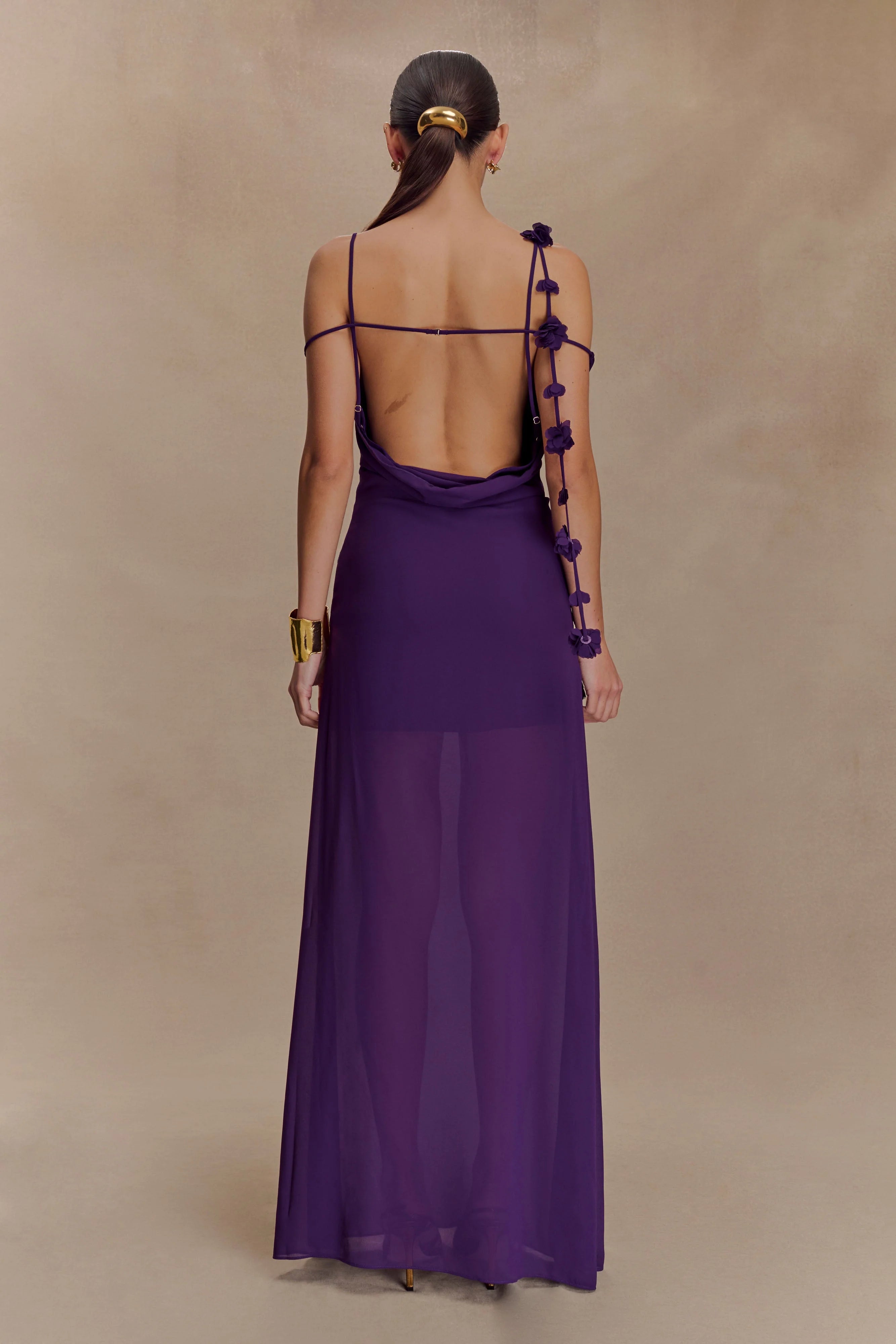 Rosalie Floral Chiffon Maxi Dress Purple
