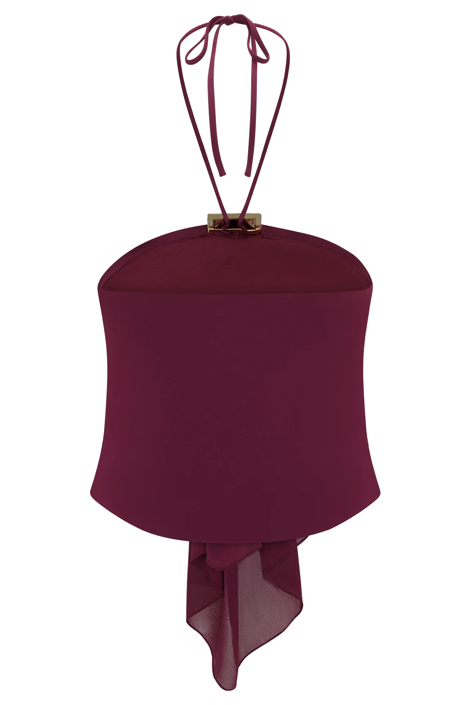 Celina Chiffon Halter Top With Hardware Cherry Red