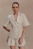 Martine Short Sleeve Linen Top Natural