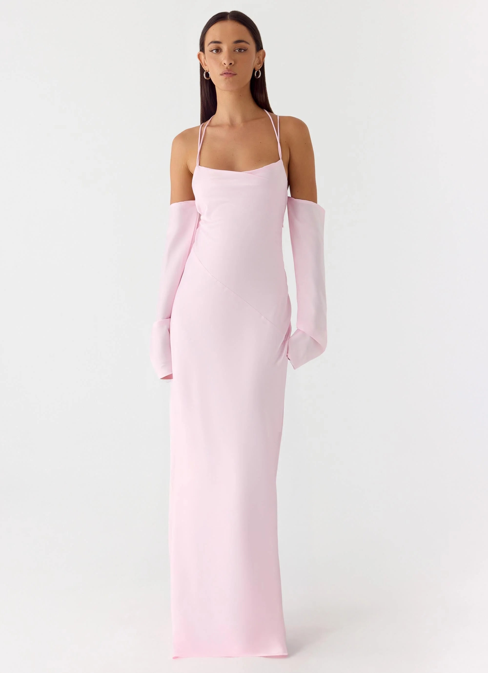 Breathe Me Long Sleeve Maxi Dress Baby Pink