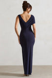 Capella Navy Asymmetric Wrap Maxi Dress