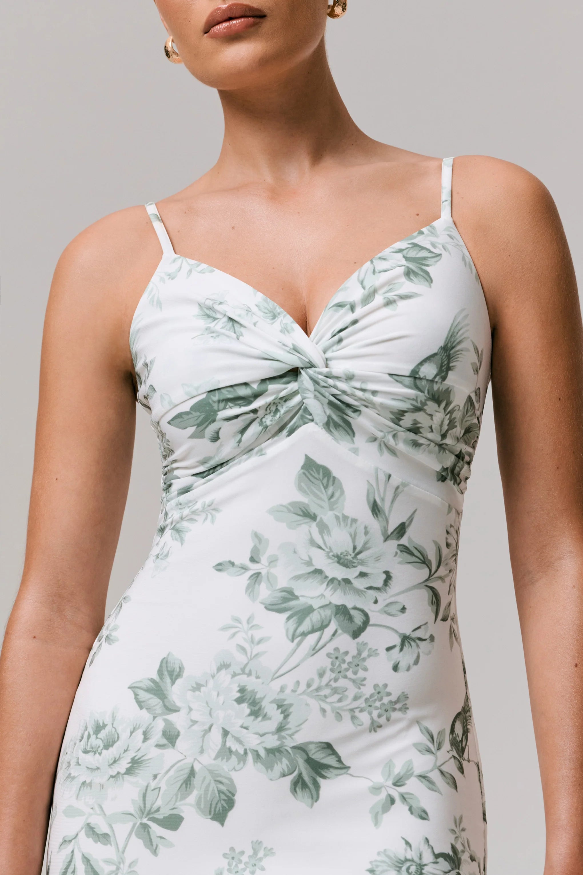 Luz Green Porcelain Print Strappy Maxi Dress