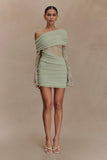 Luxie Lace Knit Mini Dress Pastel Green