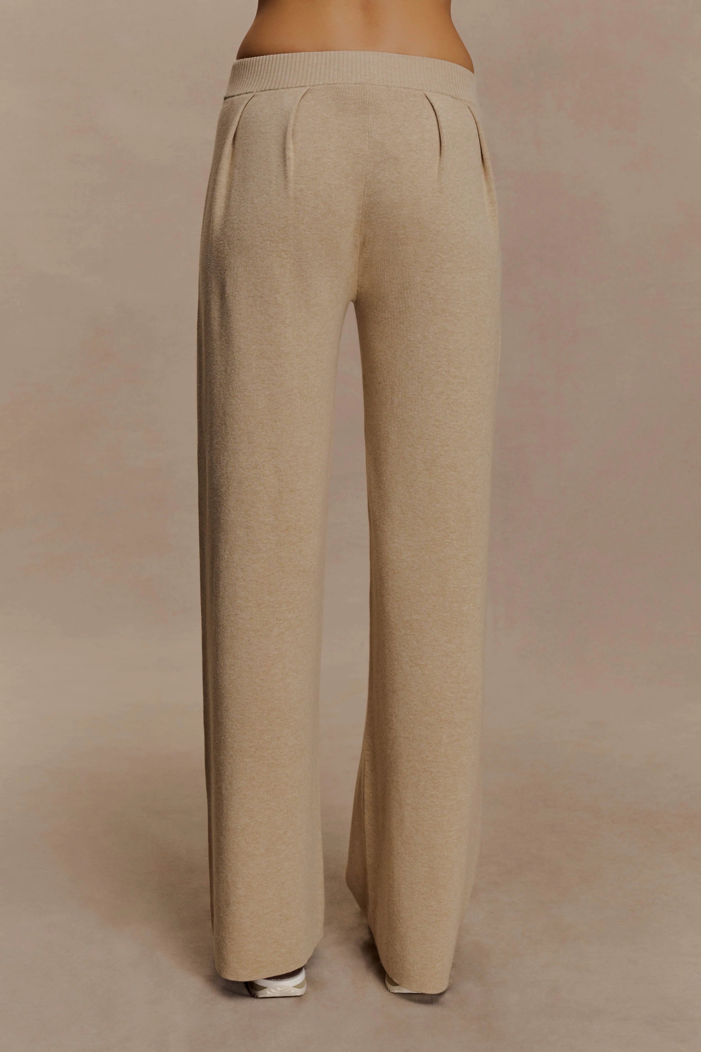 Frannie Gathered Silk Blend Knit Pants Sand