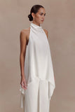 Sydney Asymmetrical Satin Halter Top Ivory