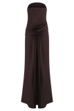Jasmine Strapless Satin Maxi Dress - Dark Chocolate