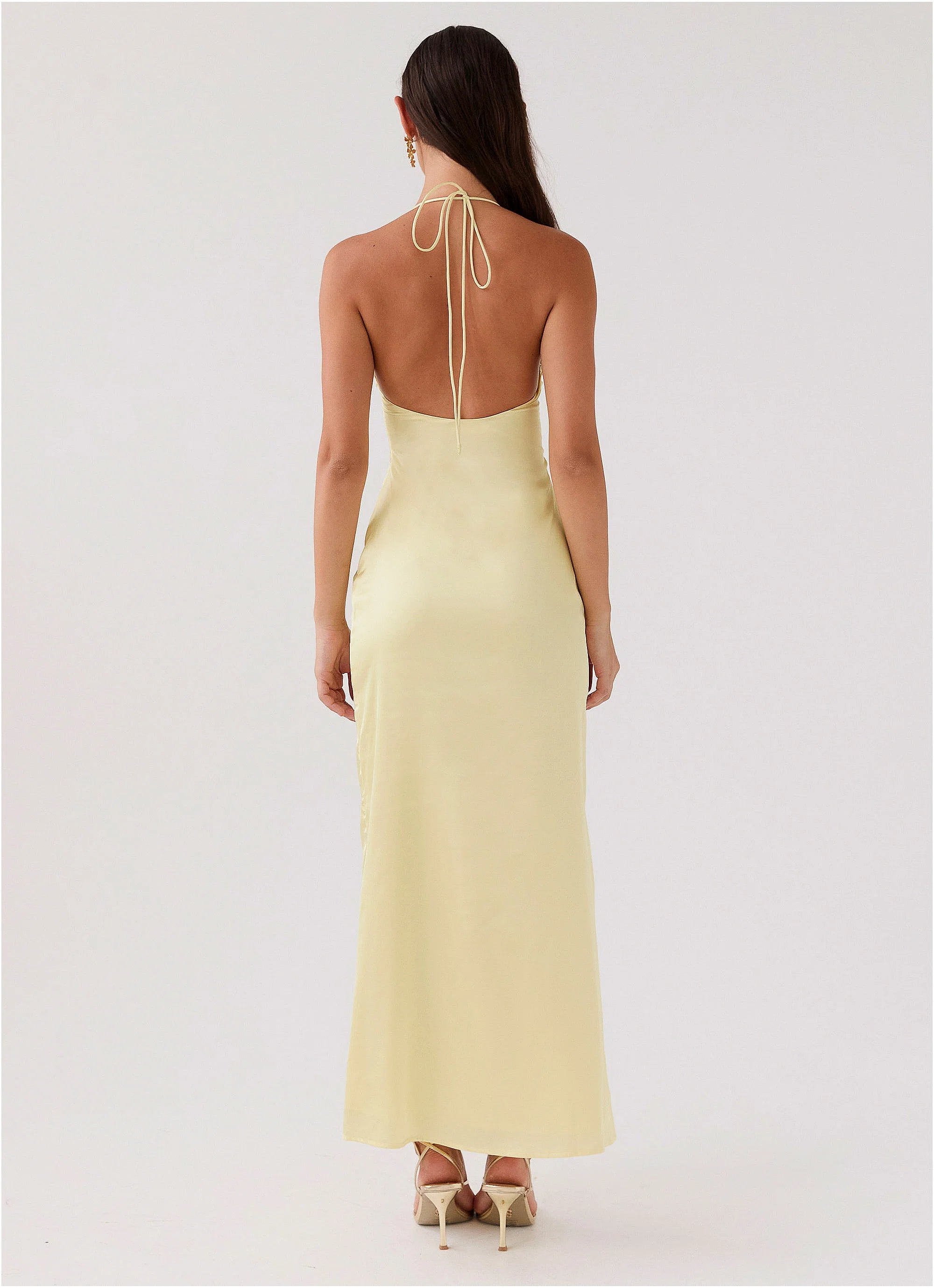 Dream Sight Lace Satin Maxi Dress Lemon